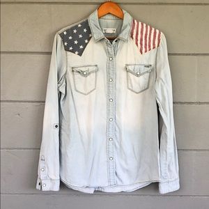 BULLHEAD chambray pearl snap.